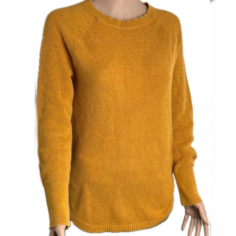 Max Studio Large Cozy Mustard Waffle Sweater